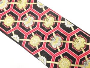 アンティーク　亀甲に桐・菊模様織り出し袋帯（着用可）